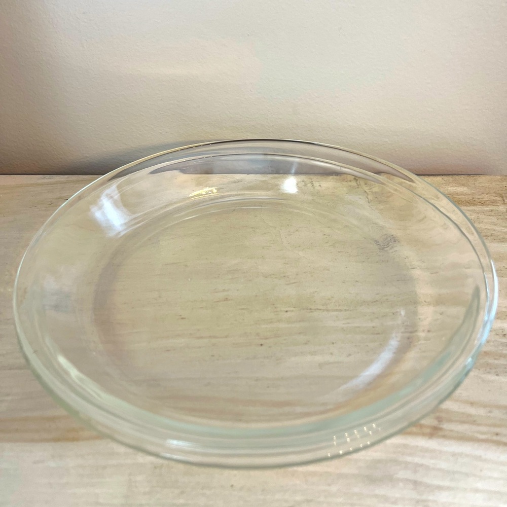 Two Vintage Fire King Anchor Hocking clear 9" pie plate